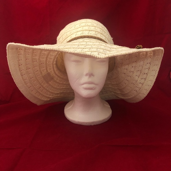 Maurices Wide Brim Summer Sun Hat with Eyelets and Bow - Picture 3 of 8